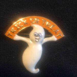 Ghost Trick or treat brooch large pin halloween